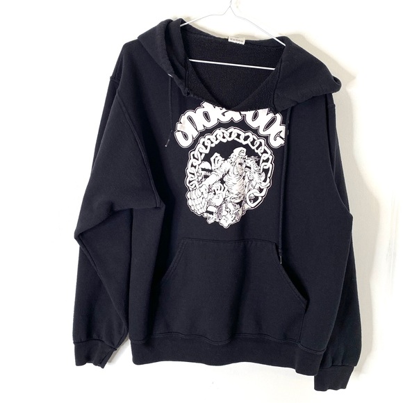 Jerzees Black White Underdog Graphic Hoodie - Picture 1 of 7